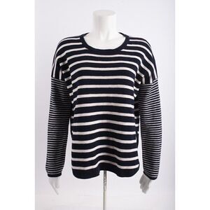 Madewell Womans Sweater Drift Stitch Size S Navy White Stripe Cotton Blend